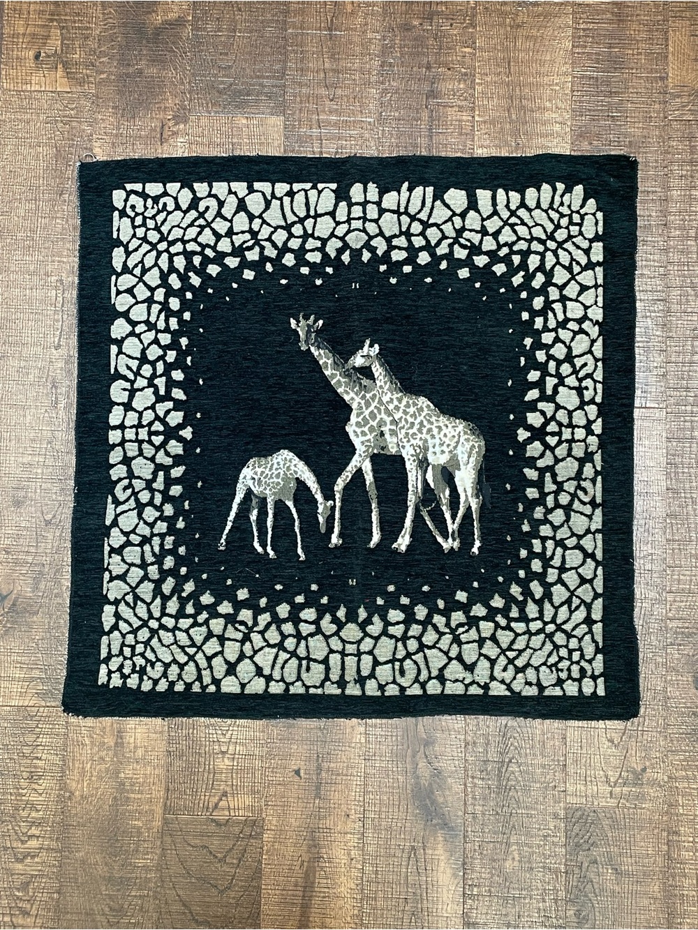 Giraffe Family Decorative Wall Hanging Black & Cream